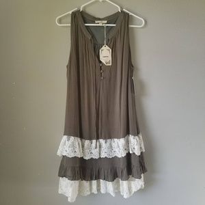 Gorgeous Olive Green Dress with Lace detailing